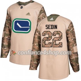 Adidas Maillot de Hockey Vancouver Canucks Daniel Sedin 22 2017-2018 Camo Veterans Day Practice Authentic - Homme